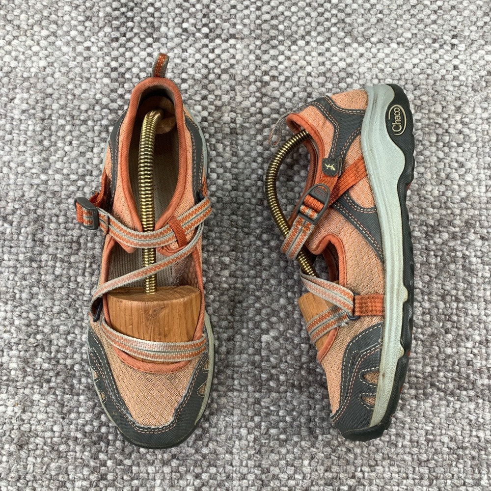 Chaco Outcross Evo Mary Jane Women 7.5 Orange Grey Mesh Hiking Trail Shoes